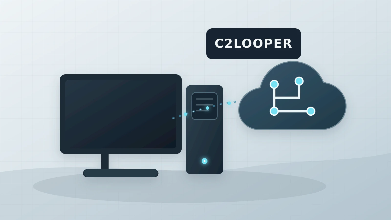 A Windows workstation connects through two distinct command paths, one direct and one routed through a code repository.