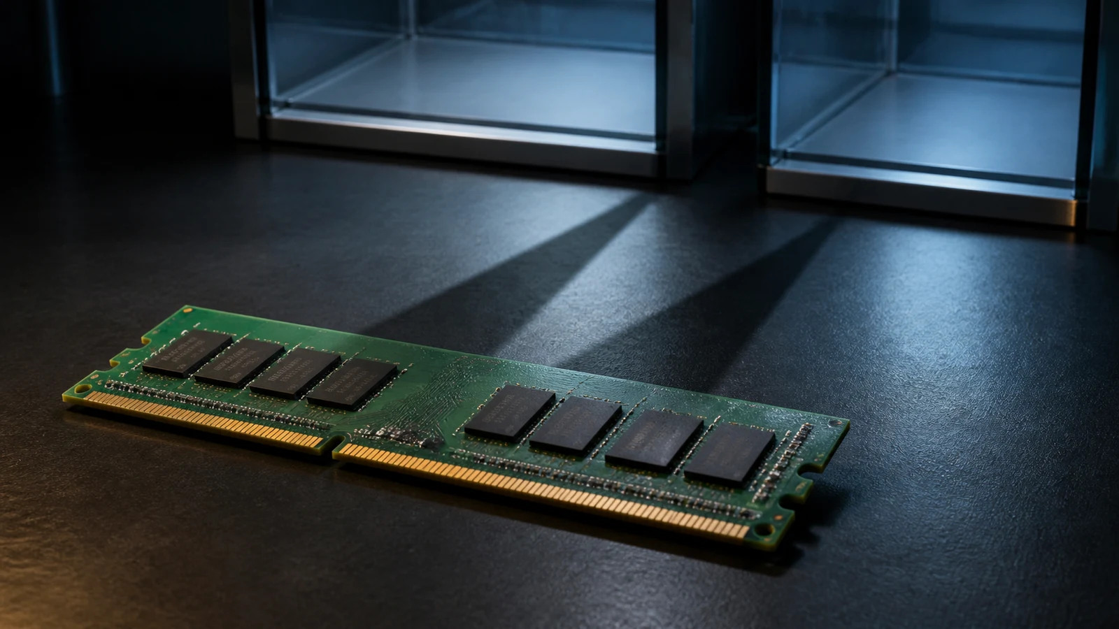 A desktop memory module casts a doubled shadow across separated Windows security compartments.