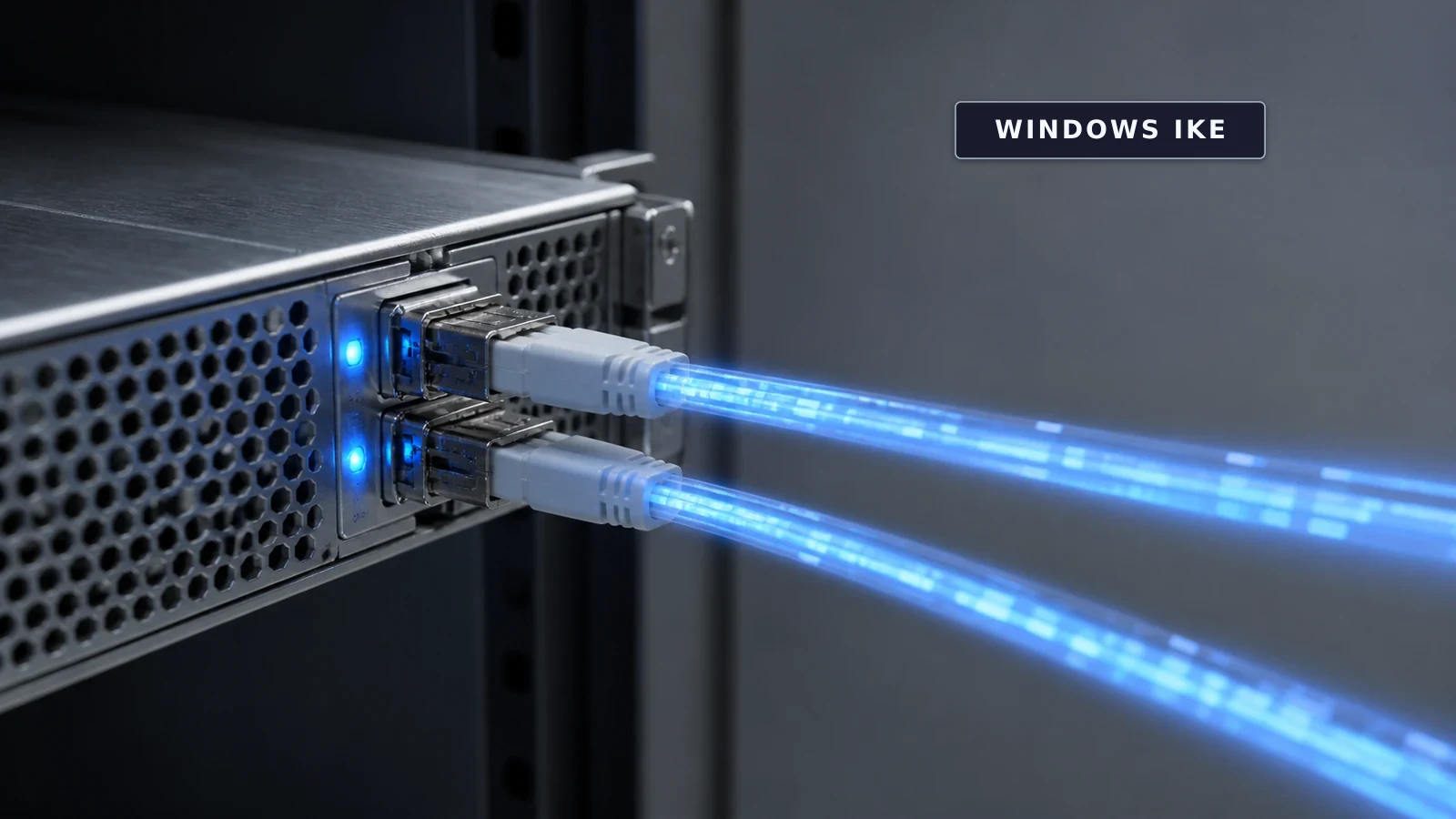 A Windows server network adapter receiving two concentrated streams of IKE traffic across an otherwise quiet rack.